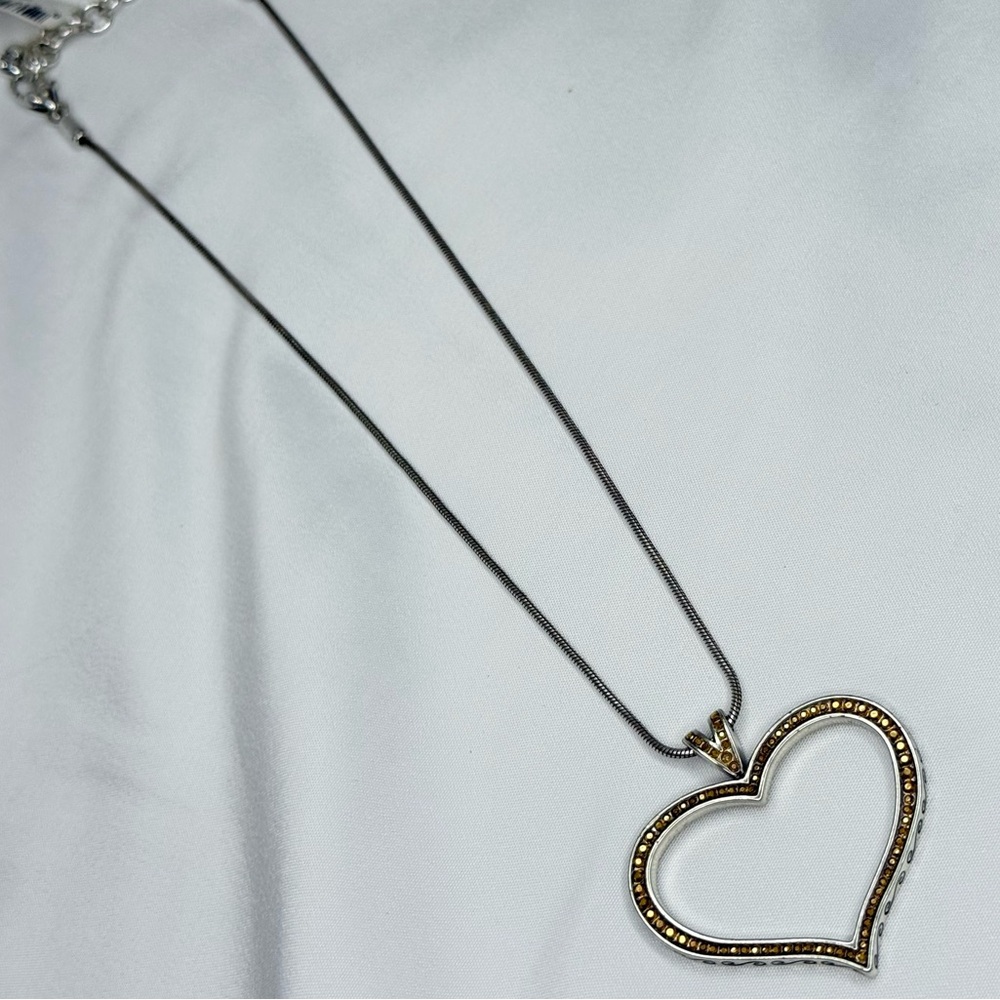 RETIRED Brighton “Secret of Love” elegant silver necklace with gemstones